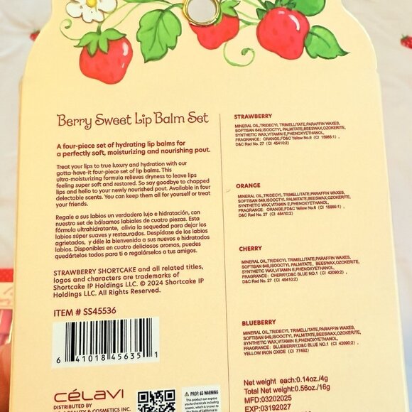 Strawberry Shortcake Celavi Lip Oil & Lip Balm 2x Pack Bundle - Picture 7 of 7